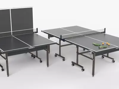 Black Tennis Table Ping Pong  rackets  and ball Low-poly 3D model