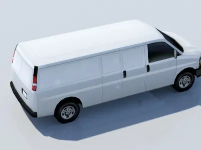 Chevy Van Express Static Low Poly Parking lot Low-poly 3D model