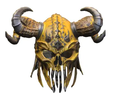 Demonic Skull Helmet with Massive Horns  3D model
