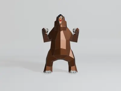 Polygonal Angry Bear Low-poly 3D model