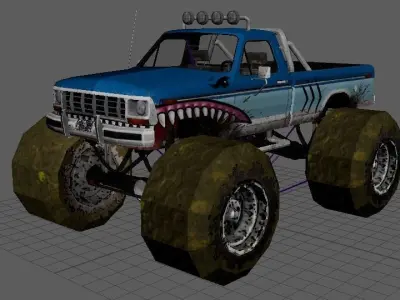 Monster Truck  Low Poly  Game And 3d Animation Ready Low-poly 3D model