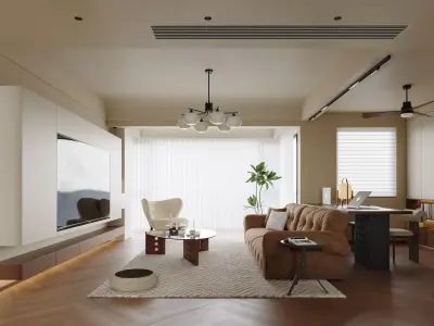 Modern living room dining room interior scenes  3D model 23