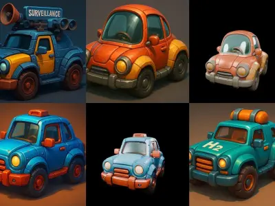 Stylized Car Advanced model bundle 15 pack 100 glb 3D model