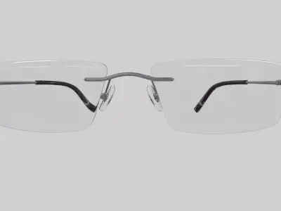 Rectangular Rimless Eyeglasses Low Poly PBR Realistic Low-poly 3D model