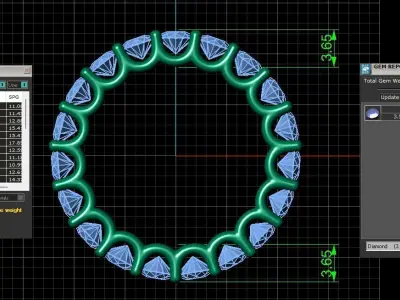 U Shaped Eternity Ring 3 point 5 mm stone size swiss 15 and EU55 3D print model