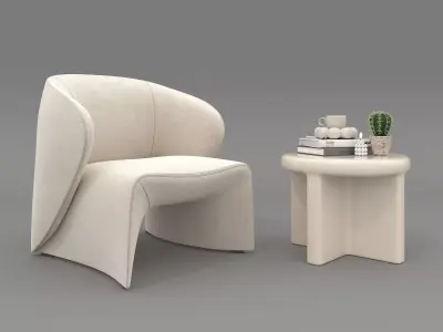 Modern Coffee Table and Armchair Set 73 3D model