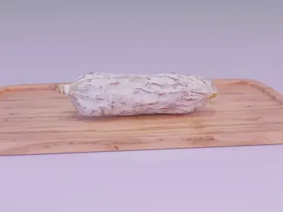 Spanish fuet salami high-poly 3D model