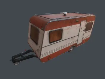 Old Caravan Trailer Low-poly 3D model
