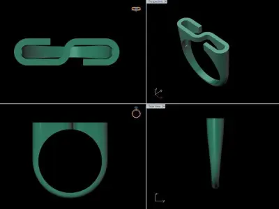 alphabet ring letter S 3D print model