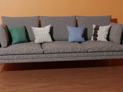 couch sofa with pillows 3D model
