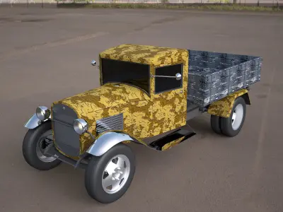  gaz-aa vintage van vehicle truck 3D model