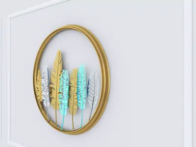 Decorative Metal plants with gold stainless round m14 3D model