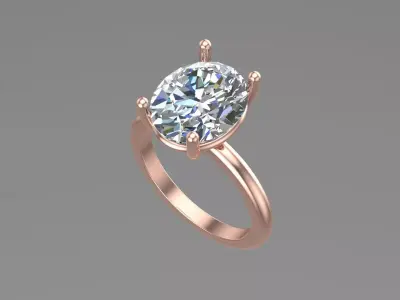 Oval Solitaire Ring Printable model 3dmodel  3D print model