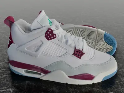 NIKE JORDAN 4 RETRO SB 3D SHOES - RED Low-poly 3D model