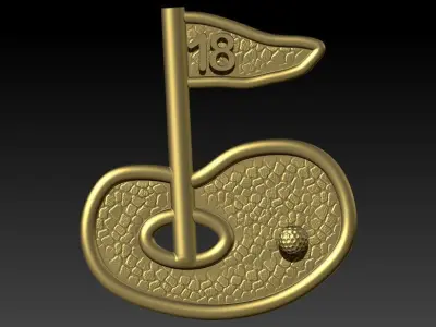 Golf Green with 18th Hole Flag Pendant 3D print model