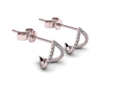 Earrings rose gold diamond hoop 3D print model