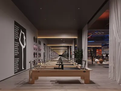 Luxury gym with yoga studio and swimming pool 3D model