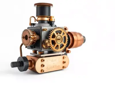 Steampunk Brass Engine model pack Low-poly 3D model