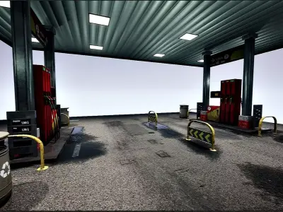 Gas station package UE4-FBX-V01 Low-poly 3D model