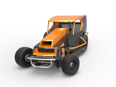 Vintage Dirt Modified stock car V5 while turning Scale 1 to 25 3D print model