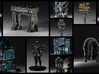 Cyberpunk Pack Bundle City Collection Low-poly 3D model