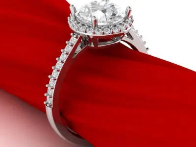 Luxury engagement ring 3D print model 2