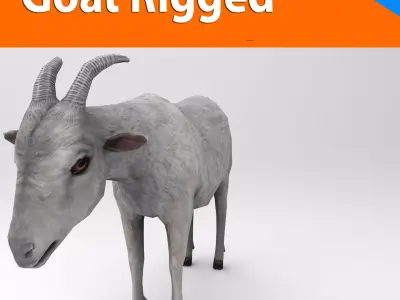 Goat Rigged model Low-poly 3D model