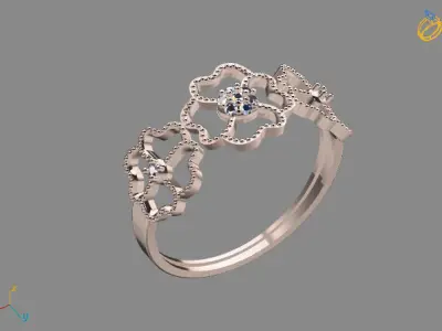 Womens Diamond Signet Ring Women Rings 3dmodels 3D print model 3D print model 29