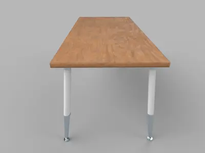 table wooden with metal legs Low-poly 3D model