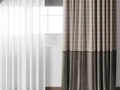 Hadi Curtain With Roman Blinds Low-poly 3D model