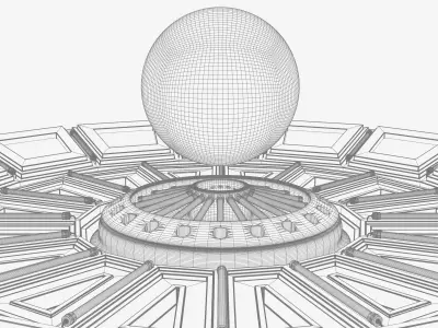 Futuristic Soccer Ball and Stage 3D model