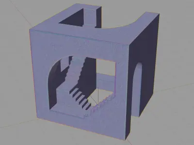 Abstract Stairs Sculpture  Low-poly 3D model