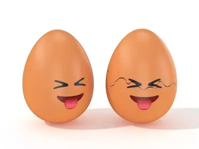 Egg Cracked Emoji N006 Low-poly 3D model