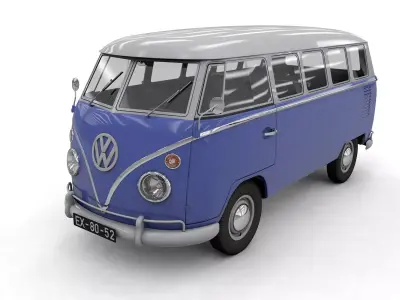 VOLKSWAGEN TRANSPORTER DELUXE 13 WINDOWS 1967 3D model