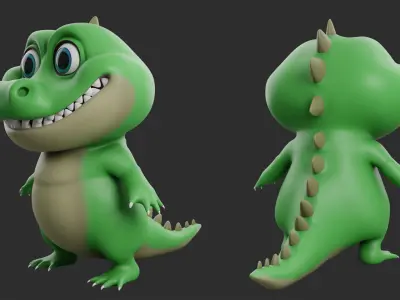 Crocodile  Cartoon Low-poly 3D model