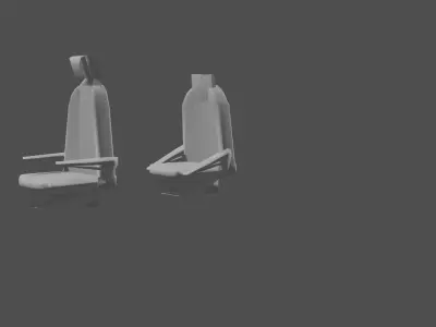 2 simple car seats low poly Low-poly 3D model