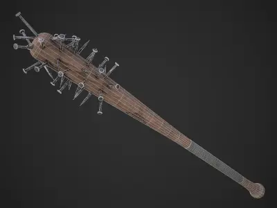 Nailed Baseball Bat Low-poly 3D model