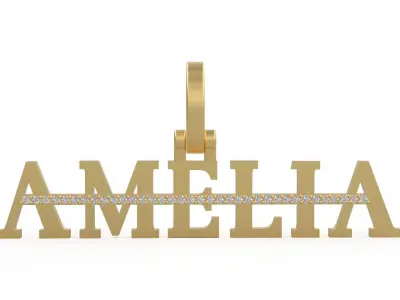 Model 1134 Amelia Name Pendant Stripe Diamond 3D print model