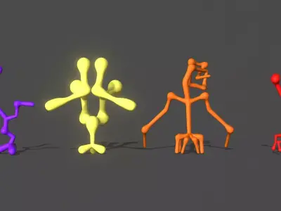 Strange line things pack Low-poly 3D model