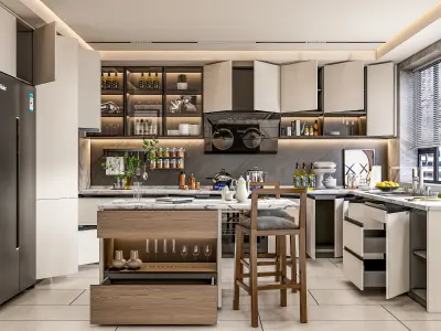 Kitchen fully parametric Resizable manufacturable 0060 3D model