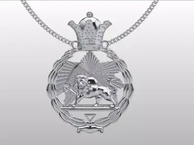 persian lion and the sun pendant 3D print model