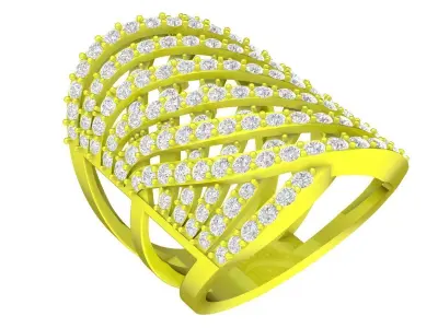 Luxury Multi Row Pave Diamond Ring for Women 4397 3D print model