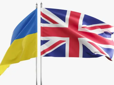 Flag United Kingdom Ukraine Support 3D model