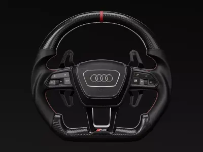 High-Detail Audi RS Carbon Fiber Steering Wheel 3D model