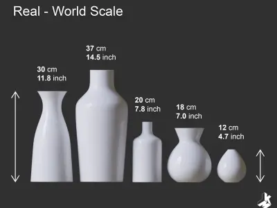 Set of White Ceramic Vases 3D model