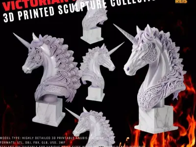 3D Printable Unicorn Bust   Ornate Fantasy Collection 3D model