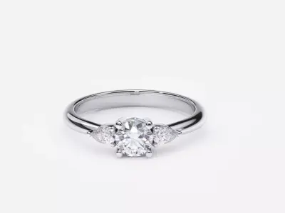 ZDR0167 three stone engagement ring gold 3D print model