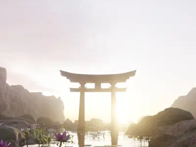 Japanese Torii gate 3D model Low-poly 3D model