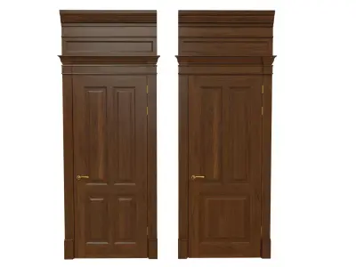 Classic wooden door 04 Low-poly 3D model