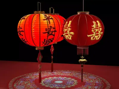 Chinese red lantern  3D model 53